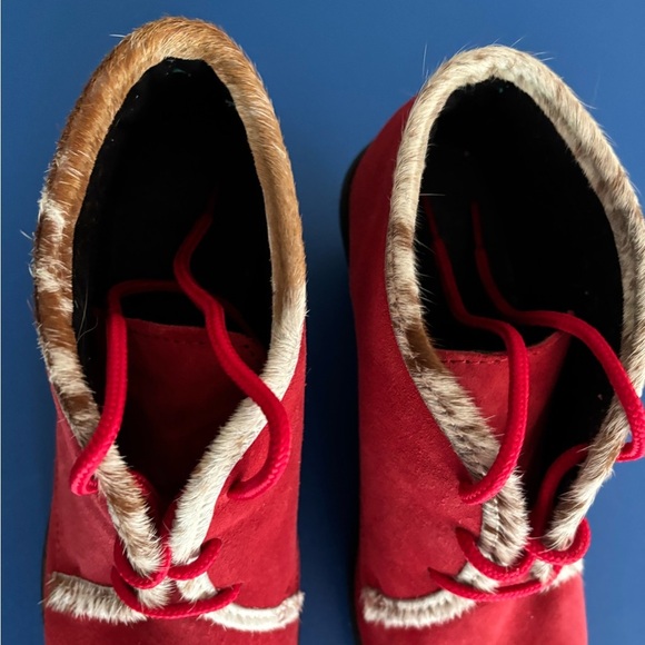 Martino suede fur-trimmed ankle boots size 8.5 - Picture 3 of 6